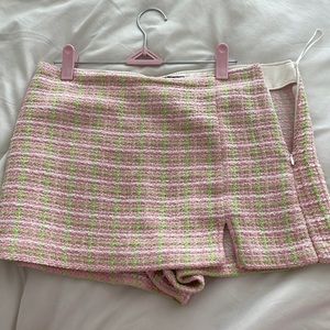 Zara Pink Tweed Mini Skort